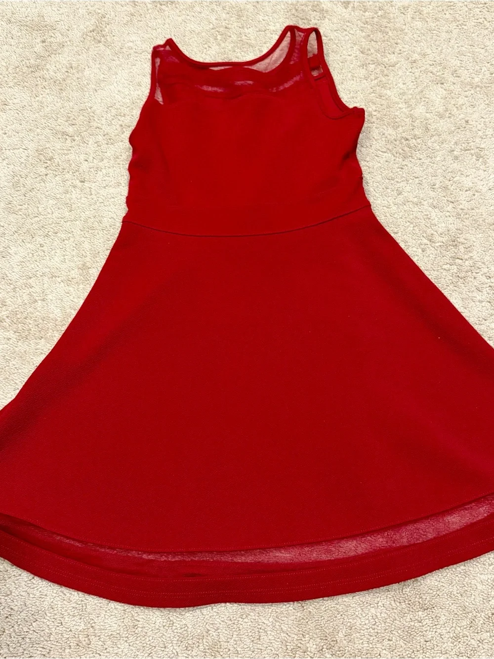 Girls Sz L Red Sleeveless Beaded A-Line Dress 10/12 Children’s Place